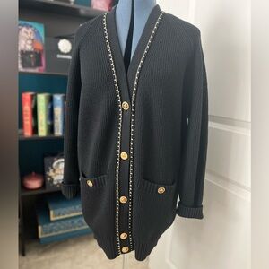 VERSACE New Black Cardigan Sweater
